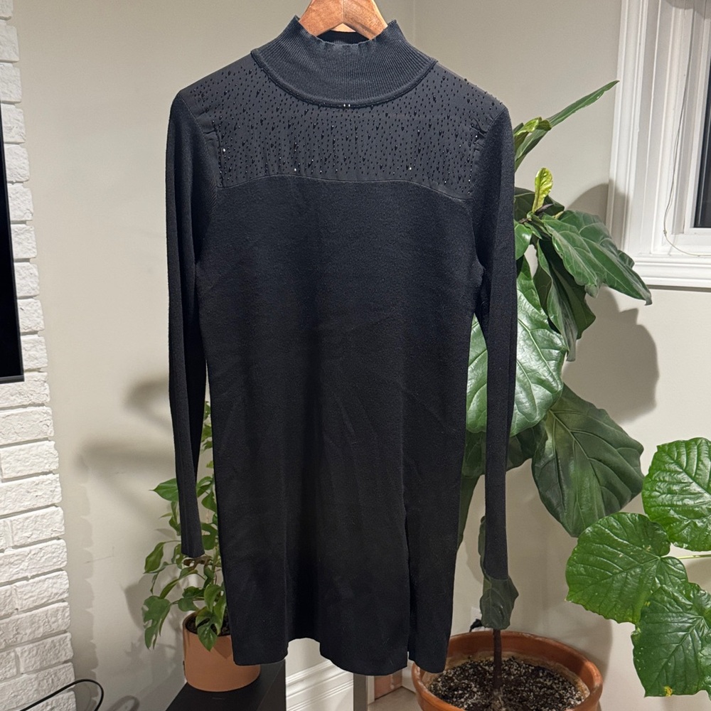 Cable & Gauge Black Textured Mini Dress